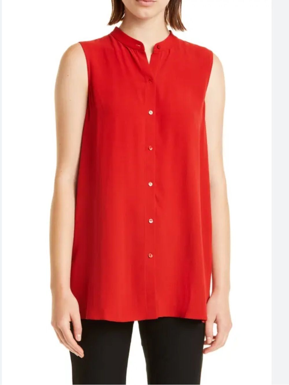 EILEEN FISHER
Mandarin Collar Sleeveless Silk Blouse
OO17